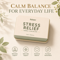 Barre de cacao fonctionnelle apaisante au magnésium et à la L-théanine à base de plantes pour le soulagement du stress – Collation bien-être quotidienne pour l'équilibre et la détente