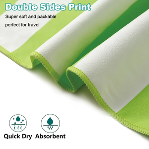 Serviettes de plage <span class=keywords><strong>en</strong></span> microfibre avec logo personnalisé, marque distributeur, impression numérique, conception de feuille verte par sublimation - Product Image 3