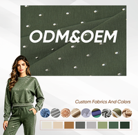 Tissu tricoté à pois OEM 265 GSM, 56 % rayonne, 38 % polyester, 6 % élasthanne, haute extensibilité, maille chaîne de 63 pouces pour vêtements de sport et sweat-shirts pour femmes