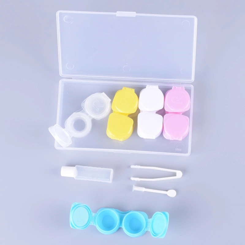 Новый прозрачный 5 пар ярких цветов простые женские косметические контактные линзы коробка для хранения мульти-датчика Невидимый близорукость очки коробка для чая оптом