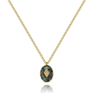 2023 bijoux en acier inoxydable à la mode en gros <span class=keywords><strong>naissance</strong></span> <span class=keywords><strong>opale</strong></span> turquoise <span class=keywords><strong>pierre</strong></span> breloques collier plaqué rempli d'or 18 carats - Product Image 5