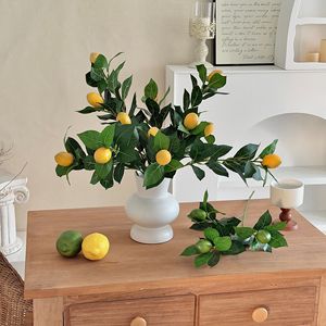 Yasunobu Branches de citron artificielles jaunes et vertes, plantes décoratives pour la maison, le salon et les accessoires de photographie - Product Image 1