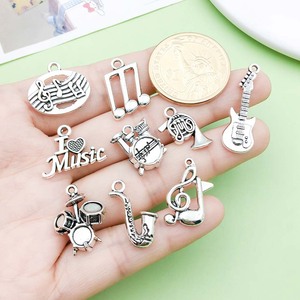 Antique Silver Alloy Musical Instrument Pendants Mixed Shapes For Bracelet Making DIY Jewelry Accessories Zinc Alloy Plating - Product Image 2
