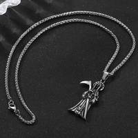 Collier pendentif squelette de dessin animé Death Reaper en argent tibétain pour homme, breloque sans chaîne SP1013
