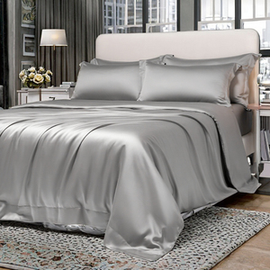 Luxury 300 TC 100% Cotton <b>Black</b> Satin Plain Bedsheet Set with Pillow Covers Ultra Soft Breathable Hotel <b>Bedding</b> Wholesale Export - Product Image 3