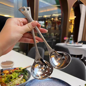 Stainless Steel Soup Ladle With Strainer Large Head Multifunctional Serving Spoon For Hot Pot Porridge Kitchen Use - Product Image 1