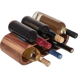 Estante de madera para encimera de vino, 6 botellas, estante de almacenamiento de vino de madera de acacia, soporte para vino, soportes para mostrador - Product Image 2