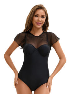 Traje de baño de talla grande ecológico con diseño de espalda recortada con estampado de patrón sólido para mujer europea americana Sexy - Product Image 2