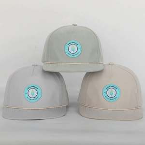 BSCI Custom Unisex 5-Panel Classic Polyester Cotton Unstructured Flat Brim Rope Hat Snapback Caps with Woven <b>Patch</b> Logo - Product Image 1