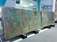 Dalles de pierre en granit amazonite poli de luxe, marbre vert clair, quartzite turquoise, revêtement mural, comptoirs, tables - Grande dalle