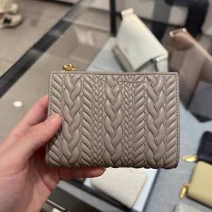 2024 nueva cartera corta de cuero suave con cremallera y monedero con patrón de cáñamo - Product Image 4