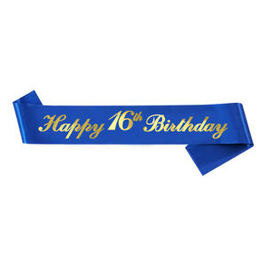 وشاح عيد ميلاد سعيد باللون الأزرق الملكي مع حروف ذهبية لتزيين حفلات أعياد ميلاد الرجال ومستلزمات الهدايا - Product Image 3