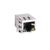 Connecteur Ethernet Cat6 RJ45 Femelle avec Boîtier Noir PBT, Plaqué Or 6u'', Filtre à Entrée Latérale, Montage sur Trou, 1000 BASE-T