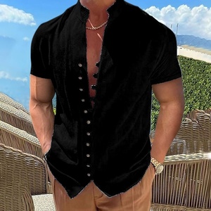 <span class=keywords><strong>Camisa</strong></span> de <span class=keywords><strong>Manga</strong></span> <span class=keywords><strong>Corta</strong></span> para <span class=keywords><strong>Hombre</strong></span>, Estilo Europeo Americano, Verano 2026, Vintage, de Algodón y <span class=keywords><strong>Lino</strong></span>, con Cuentas, Lavable a Máquina, Cuello Alto con Botones - Product Image 4