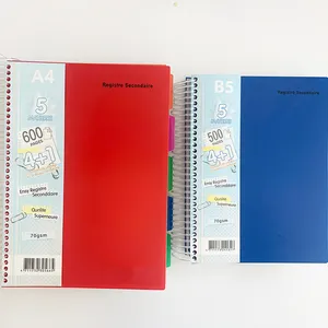 Material Escolar A5 Tamanho A4 Notebook Espiral Encadernação Duplo Anel Duplo Fio 5 Assunto Pp Espiral Notebooks