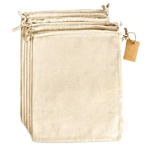 Bolsas de Muselina de Algodón Orgánico Estampadas con Cordón, Bolsa de Embalaje de Lino y Algodón con Logotipo Personalizado - Product Image 1