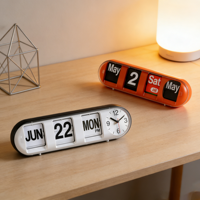 Jam Dinding Retro Flip dengan Indikator Bulan, Tanggal, Hari, dan Waktu PM & Tampilan Waktu Analog, Jam Meja Kalender Vintage untuk Dekorasi Rumah dan Kantor