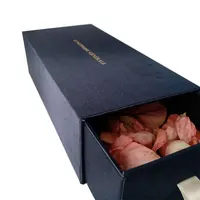 Kotak Hadiah Kotak Kertas Kraft Seni Kaku Dilapisi Kemasan Laci Bunga Persegi Panjang Valentine Grosir Kotak Hadiah dengan Laci
