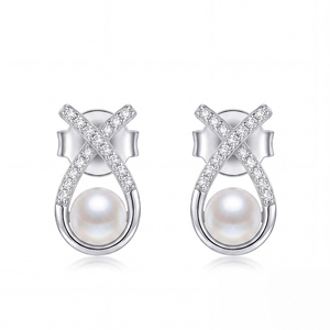 Elegant Copper Heart Freshwater Pearl <b>Dangle</b> <b>Earrings</b> Zircon Luxury Jewelry for Women Wedding Bridal Gift - Product Image 1