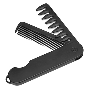 Peigne à cheveux pliable de voyage noir compact 2 en 1, mini brosse à cheveux pliable - Product Image 1