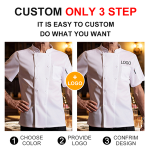 Abbigliamento da Chef di Alta Gamma, Uniforme da <span class=keywords><strong>Cuoco</strong></span> Personalizzata a Doppio Petto con Maniche Corte, Logo Stampato o Ricamato, Uniforme da Lavoro per Hotel - Product Image 3