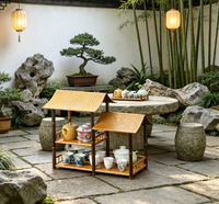Support de rangement et de présentation pour service à thé suspendu, style chinois, écologique, en bambou violet, double niveau, pour table à thé