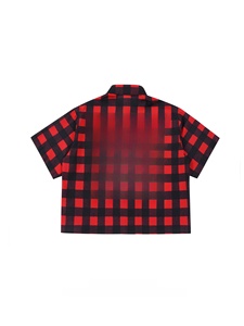 เสื้อเชิ้ตฮิปฮอปอเมริกันทรงหลวมสั่งตัดพิเศษสำหรับผู้ชาย สวมใส่สบายและมีสไตล์ พร้อมปกเสื้อพับลง ลายสก็อตทรงบ็อกซี่ - Product Image 2