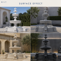 Fontaine d'eau en marbre blanc MILY, ornement cascade de style européen, personnalisable pour jardin extérieur, parc, aménagement paysager