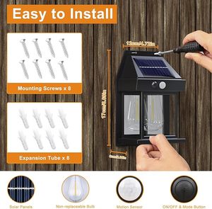 Lámpara <span class=keywords><strong>Solar</strong></span> de Pared para Exteriores con Clasificación <span class=keywords><strong>IP65</strong></span>, Sensor de Movimiento, 3 Modos, LED, Impermeable, para Jardín/Patio/Cerca/Depósito, Luz Diurna de 5000K - Product Image 5