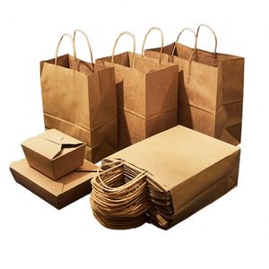 Sac en papier kraft personnalisé avec poignée, blanc classique, pour votre propre logo, idéal pour la promotion alimentaire en supermarché, cadeau de remerciement parfait - Product Image 2