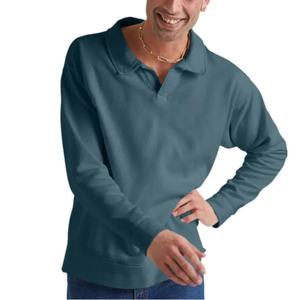 Camisas Polo Clásicas para Hombre, Tejido de Felpa de Peso Medio, Camisa Polo de Manga Larga con Cuello Plegable - Product Image 1