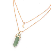 Collier ras de cou en métal superposé G.tang, fin, avec pendentif en cristal de quartz rose lune, turquoise, pierre naturelle de guérison