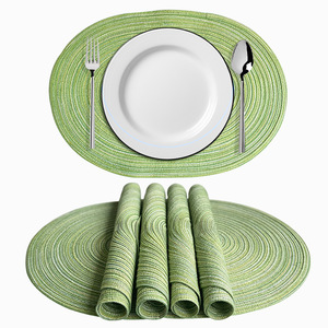 Set de <span class=keywords><strong>table</strong></span> ovale en polyester/coton tissé naturel, réutilisable, écologique, pour la maison, <span class=keywords><strong>protection</strong></span> de <span class=keywords><strong>table</strong></span> à manger - Product Image 4