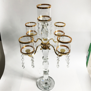 Brillante 5 brazos de cristal candelabro centro de mesa <span class=keywords><strong>fiesta</strong></span> decoración de <span class=keywords><strong>la</strong></span> boda oro alto sostenedor de vela votivo - Product Image 2