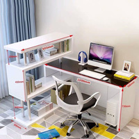 Bureau d'ordinateur d'angle flottant extensible de luxe contemporain, bibliothèque en teck, solution pour petit espace, montage mural, utilisation à domicile ou au bureau