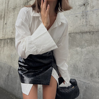 Frühlings kleidung 2024 Mode Neue Damen bekleidung Langarm Weißes Hemd und Schwarzes Minirock korsett Zweiteiliges Co Ord Set Damen