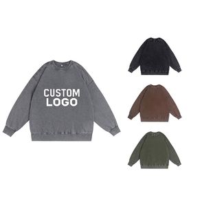 Custom Unisex Winter Tracksuit Set Cotton Zip Hoodie Sweatpants Oversized Distressed Vintage Acid Wash - Product Image 1