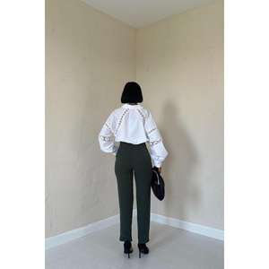 กางเกงขายาวทรงสลิมฟิตสีกากีสำหรับผู้หญิง ขายส่งเสื้อผ้าแฟชั่น - Product Image 1