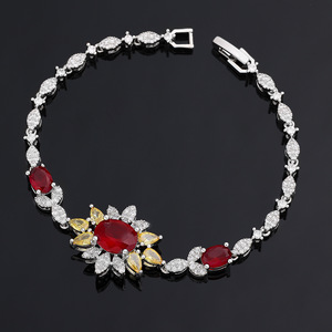 Ensemble de bijoux de mariage de luxe en argent plaqué, style bohème, entièrement serti de diamants, collier, boucles d'oreilles, bague, bracelet, zircon - Product Image 3