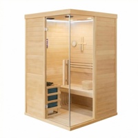 Sauna de Madera de Hemlock Sólido Moderna con Panel de Control Electrónico, Vapor Húmedo, Infrarrojos Lejanos, Portátil, para Casa o Apartamento