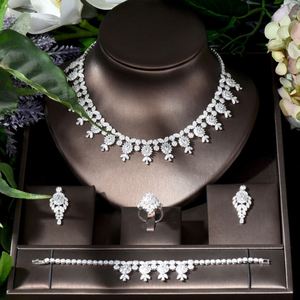 HIBRIDE feuille fleur conception cristal mariage ensembles de bijoux de mariée Top qualité cubique Zircon mariage bijoux collier ensemble N-1272 - Product Image 2