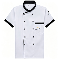 Veste de chef croisée à bordure contrastante en tissu doux avec logo brodé, uniforme pour la restauration hôtelière occidentale et les cuisiniers