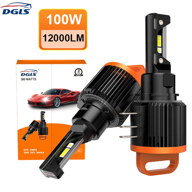 DGLS H15 PRO LED Headlight 100W 6500K 1200 Lumens Extremely Bright Bulb CSP Chips Conversion Kit White All in One Plug N Play