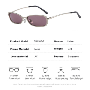 Occhiali da Sole alla Moda per Donne, Montature Rettangolari Piccole per Guida e Attività all'Aperto, Occhiali da Sole Leggeri in Metallo di <span class=keywords><strong>Design</strong></span> per Uomini - Product Image 2