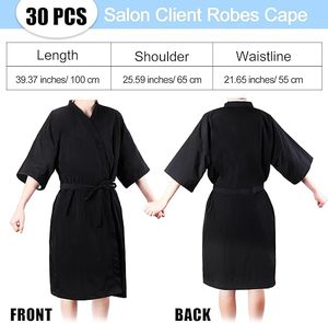 Robe de spa personnalisée avec logo, robe de massage, robe noire pour salon de beauté, longue robe kimono, robe de coiffure, peignoir avec poche - Product Image 2