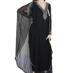 Meilleur caftan islamique modeste taille XS, style marocain, broderie, motif papillon arabe, long, traditionnel, culturel, perles, automne - Product Image 1