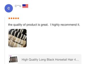 Cabello de Cola de <span class=keywords><strong>Caballo</strong></span> Natural Negro Largo de Alta Calidad de 4-36'' para Cepillado - Product Image 6
