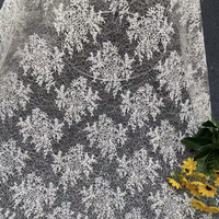 Tissu en coton brodé floral sur maille losangée pour robe de mariée, robe de soirée, tenue de fête, vêtements pour enfants, artisanat DIY