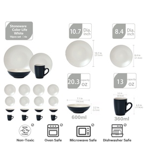 Promotion de septembre : Ensemble de vaisselle de cuisine ronde avec tasse promotionnelle, élégant, haut de gamme, compatible micro-ondes, pour la maison - Product Image 2