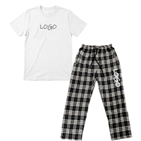 Ensemble de vêtements de détente en flanelle à carreaux personnalisés en 3 pièces, pantalon, t-shirt, casquette de baseball, pyjama familial assorti, vêtements de nuit confortables pour l'hiver